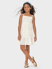 Robe à volants avec nœud au dos et œillets pour fille