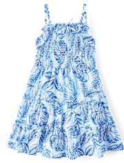 Robe à volants à volants tropicale assortie pour filles