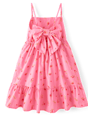 Robe à volants en popeline avec nœud floral dans le dos pour fille