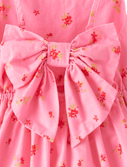 Robe à volants en popeline avec nœud floral dans le dos pour fille