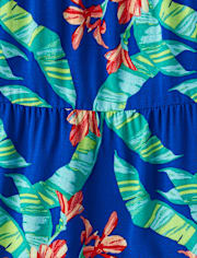 Girls Matching Family Tropical Midi Tiered Dress