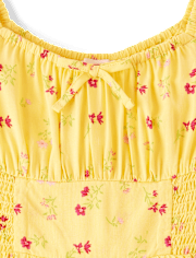 Girls Floral Smocked Tiered Dress
