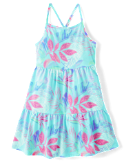 Girls Print Tiered Dress