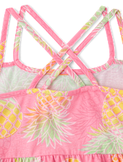Girls Pineapple Cross-Back Dress