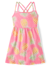 Girls Pineapple Cross-Back Dress