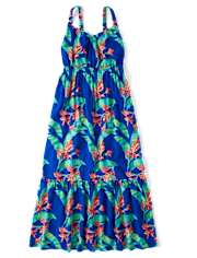 Womens Matching Family Tropical Tiered Dress