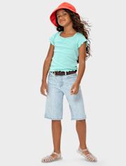 Girls Denim Midi Shorts