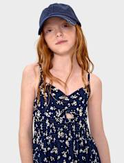 Girls Print Smocked Maxi Tiered Dress