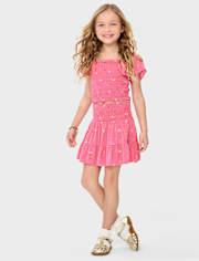 Girls Floral Smocked 2-Piece Outfit Set