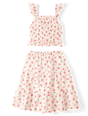 Girls Floral Tiered 2-Piece Outfit Set