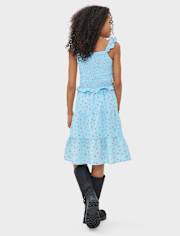 Ensemble 2 pièces fleuri à volants pour fille