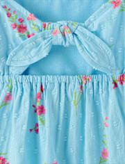 Girls Floral Clip Dot Tie Back Top