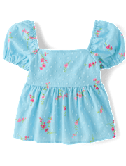 Girls Floral Clip Dot Tie Back Top