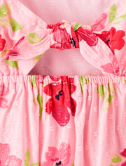 Girls Floral Clip Dot Tie Back Top