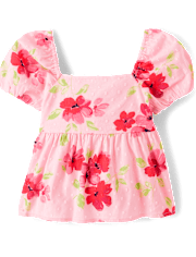 Girls Floral Clip Dot Tie Back Top