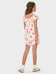 Girls Floral Smocked Romper