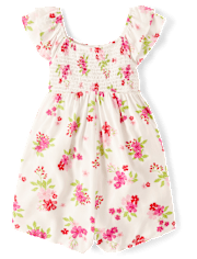 Girls Floral Smocked Romper