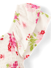 Girls Floral Smocked Romper
