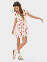 Girls Floral Smocked Romper