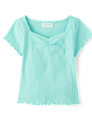 Girls Print Ribbed Cropped Baby Tee