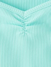 Girls Print Ribbed Cropped Baby Tee