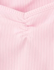 Girls Print Ribbed Cropped Baby Tee
