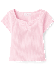 Girls Print Ribbed Cropped Baby Tee