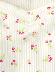 Girls Floral Ribbed Cropped Baby Tee