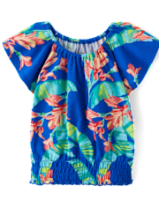 Girls Print Smocked Top
