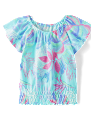 Girls Print Smocked Top