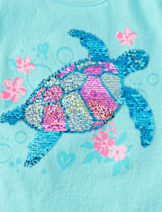 Girls Sequin Graphic Tie Sleeve Top