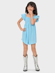 Girls Smocked Clip Dot Romper