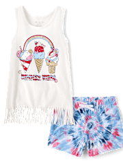 Girls Americana Summer 2-Piece Outfit Set