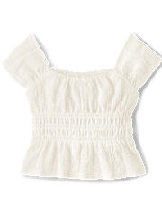 Girls Eyelet Smocked Top