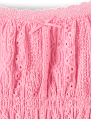 Girls Eyelet Smocked Top
