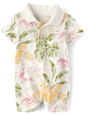 Baby Boys Matching Family Tropical Polo Romper