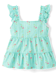 Girls Floral Tiered Tank Top