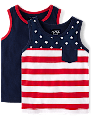 Baby And Toddler Boys Americana Tank Top 2-Pack
