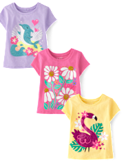 Baby And Toddler Girls Summer Graphic Tee 3-Pack