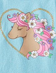 Baby And Toddler Girls Horse Graphic Tee