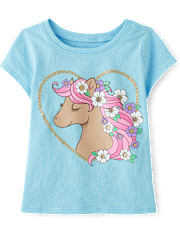Baby And Toddler Girls Horse Graphic Tee