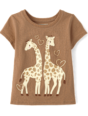 T-shirt graphique girafe pour bébé et petite fille