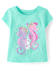 T-shirt graphique hippocampe pour bébé et petite fille