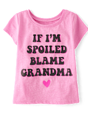 Baby And Toddler Girls Blame Grandma Graphic Tee