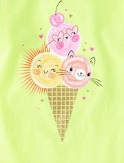 Baby And Toddler Girls Ice Cream Cone Graphic Tee