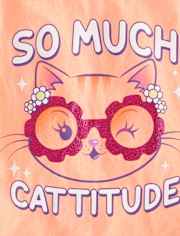 T-shirt graphique à motif de chat pour bébé et petite fille