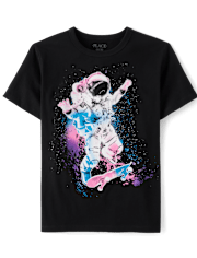 T-shirt graphique de skateboard astronaute pour garçon