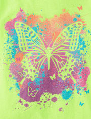 Girls Paint Splatter Butterfly Graphic Tee