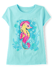 T-shirt graphique hippocampe pour fille