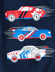 T-shirt graphique pour bébé et tout-petit garçon avec motif de voiture de course